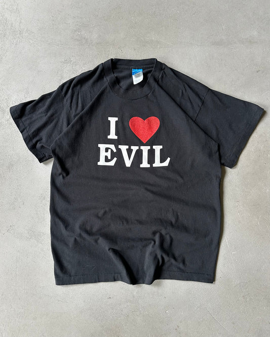 1990s - Black "I LOVE EVIL" T-Shirt - L