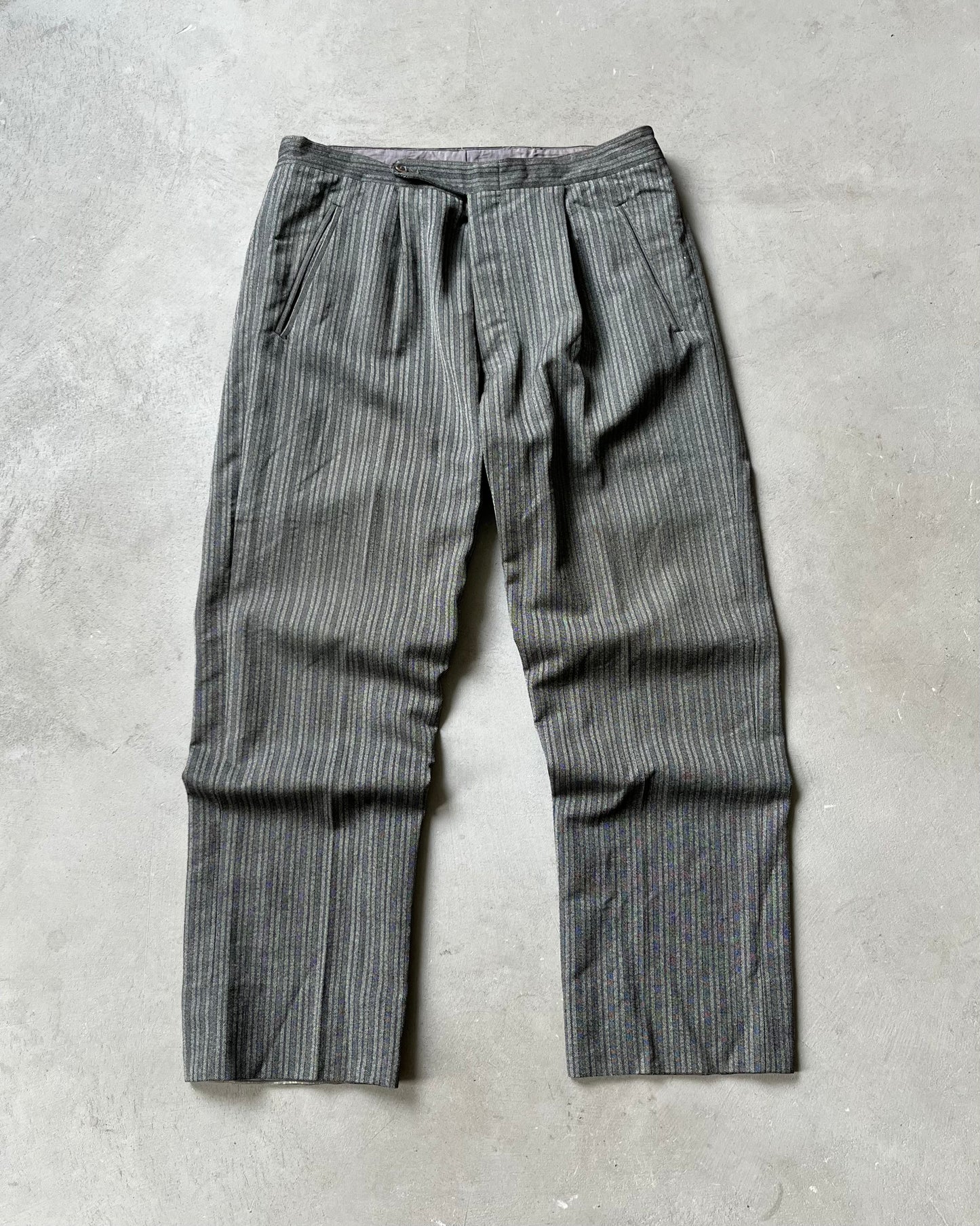 1960s - Salt & Pepper Striped Trousers - 34x30