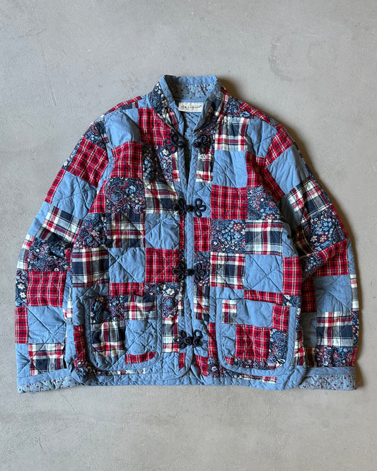 2000s - Blue/Red Patchwork Quilted Women's Over Shirt - (W)XS/S