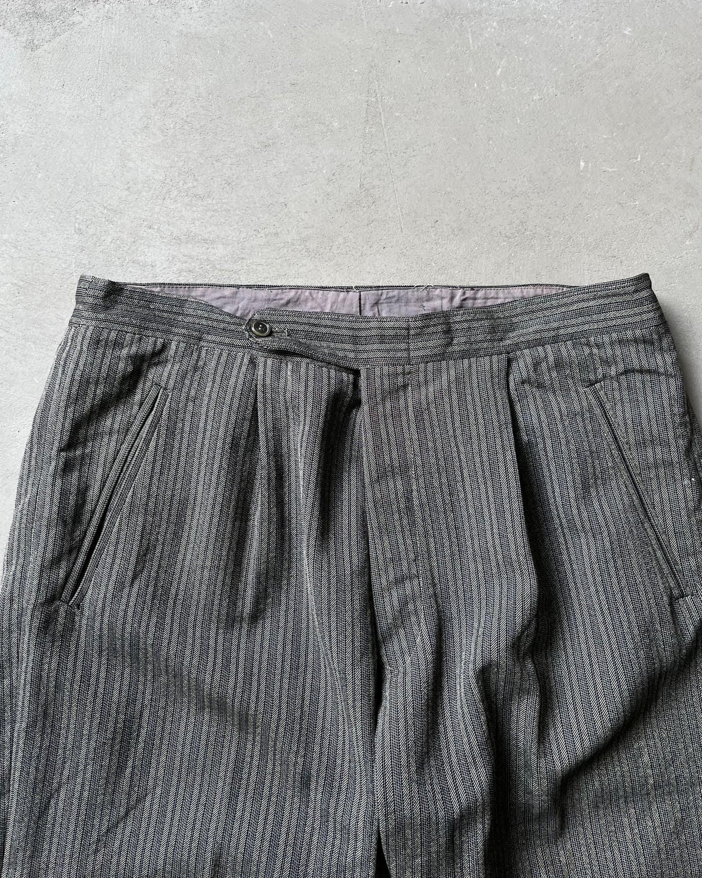 1960s - Salt & Pepper Striped Trousers - 34x30