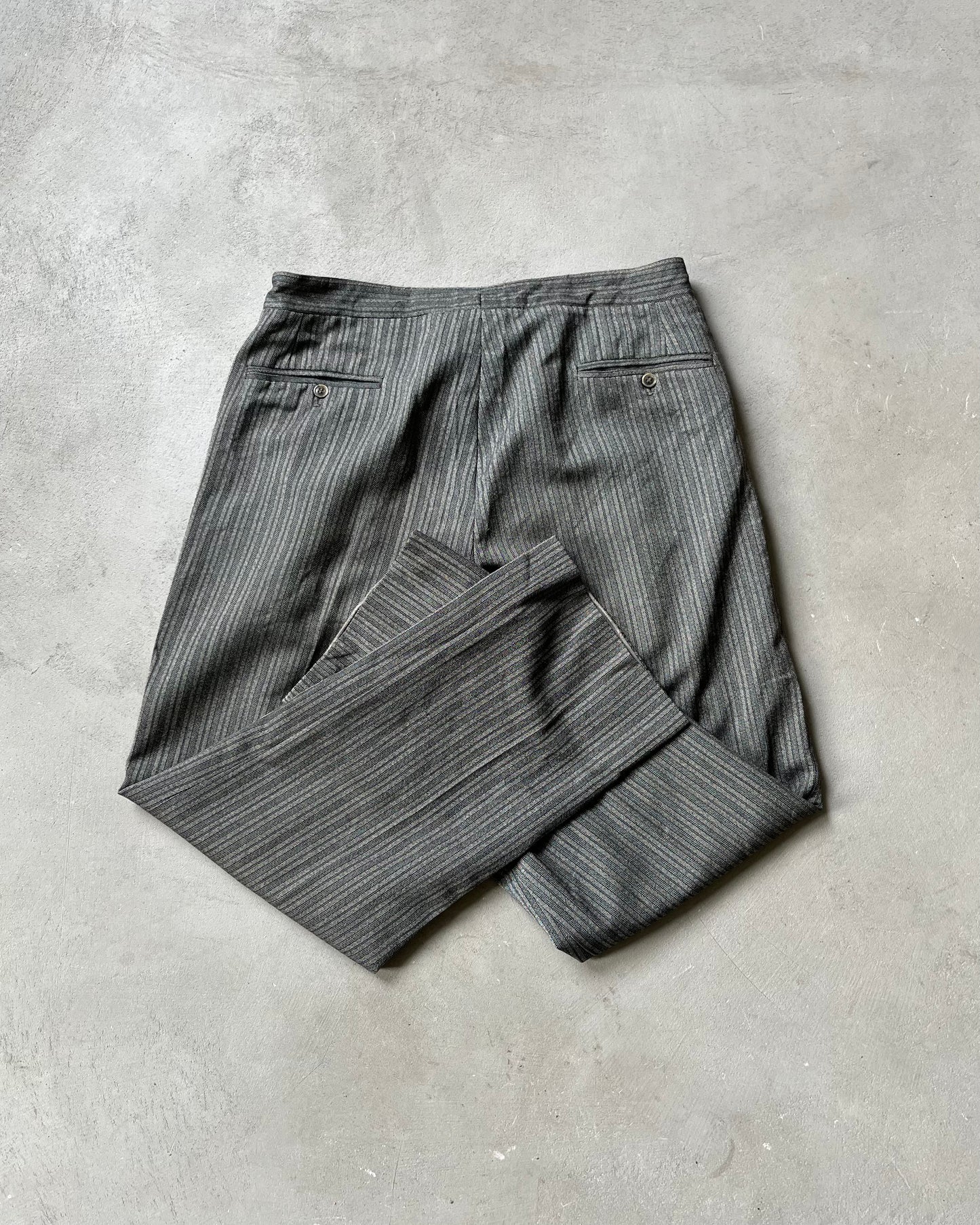 1960s - Salt & Pepper Striped Trousers - 34x30