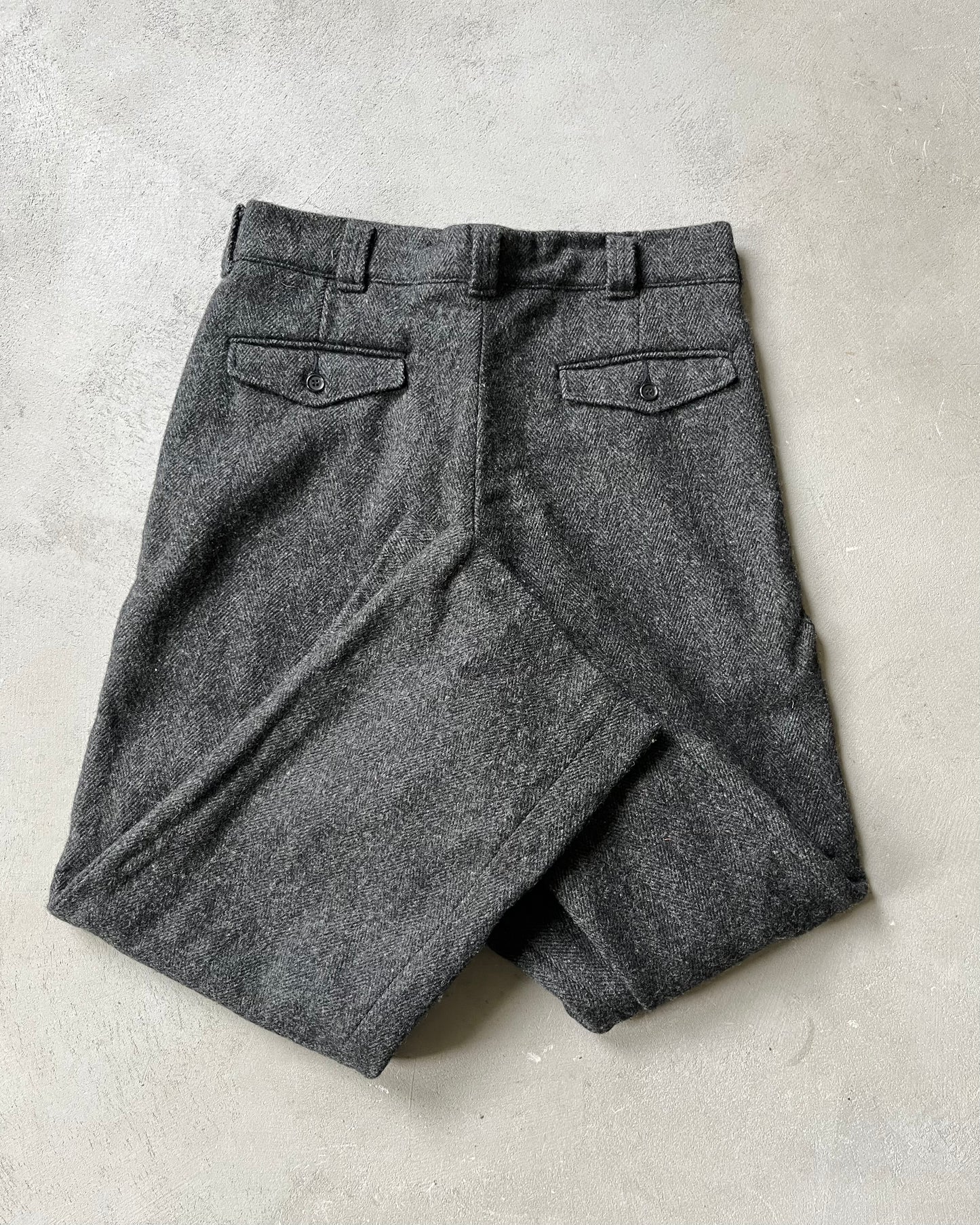 1990s - Charcoal L.L.Bean Tweed Trousers - 33x28