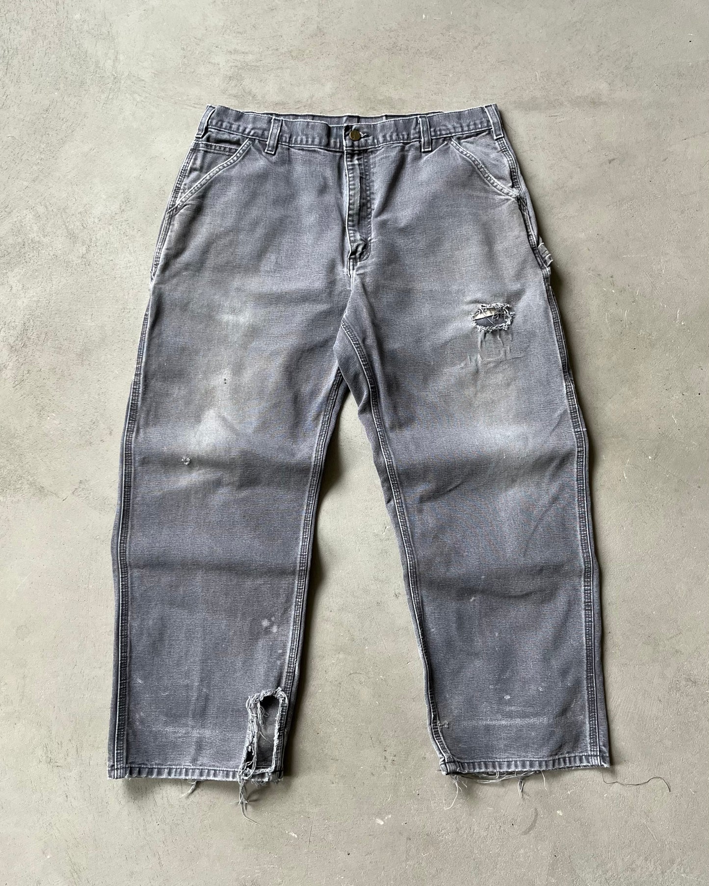 1990s - Distressed Grey Carhartt Work Pants - 36x28