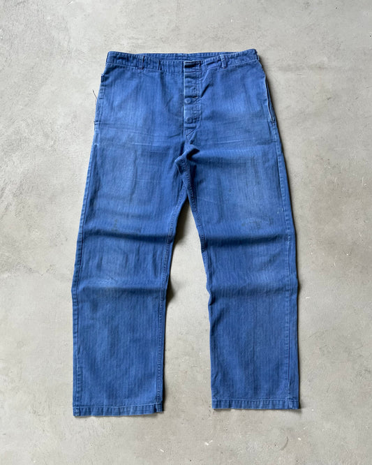 1970s - Faded Blue HBT Euro Pants - 35x30