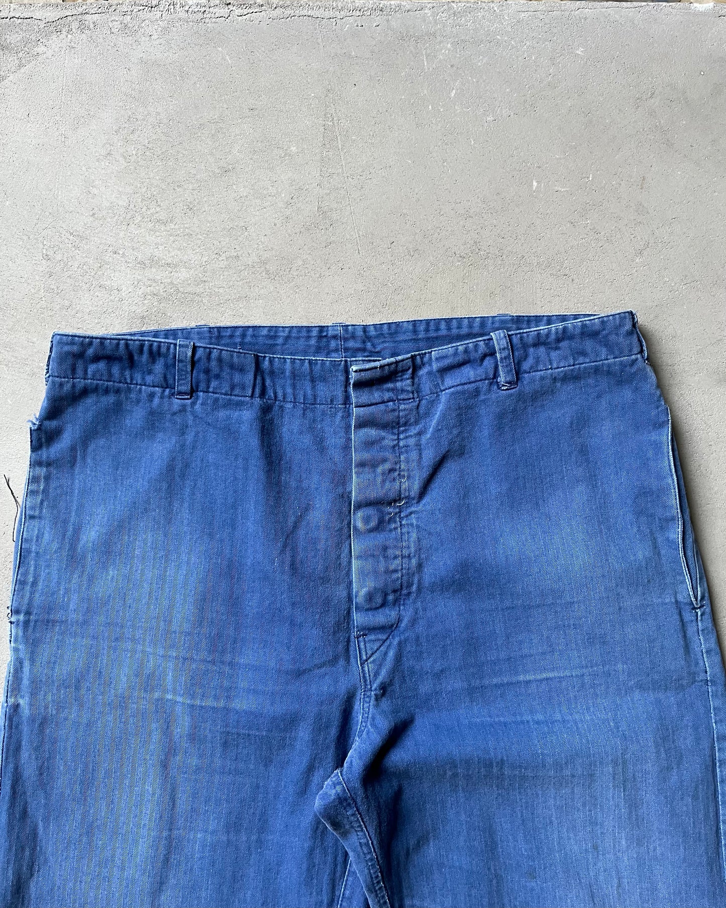 1970s - Faded Blue HBT Euro Pants - 35x30
