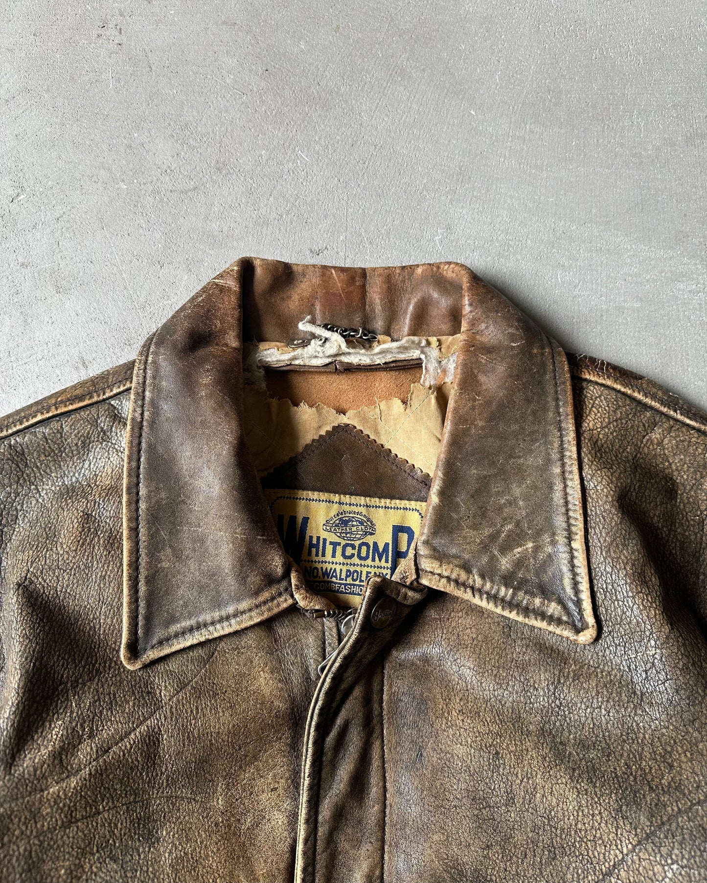 1990s - Distressed Brown Leather Jacket - L