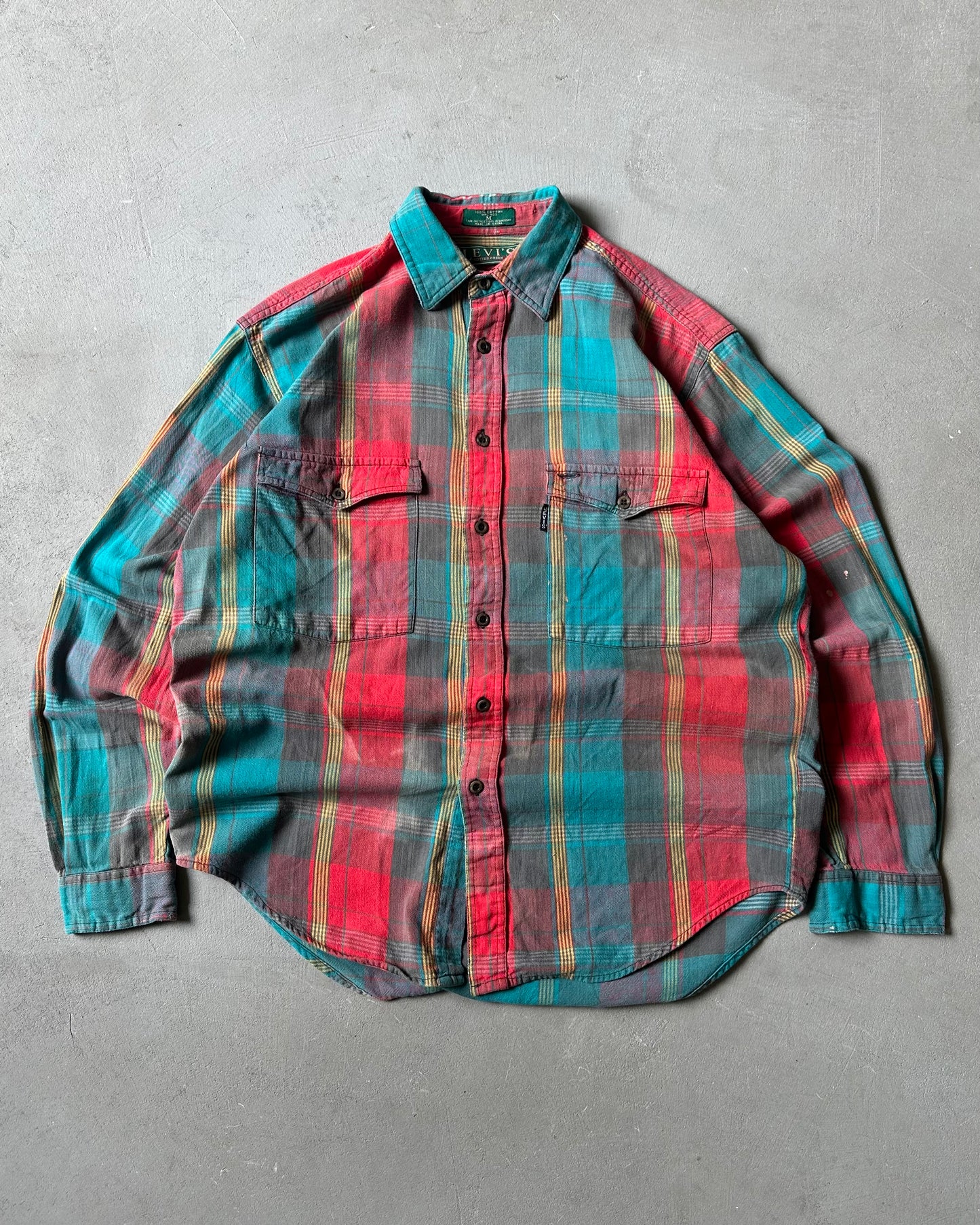 1990s - Distressed Levi's Plaid Flannel - M