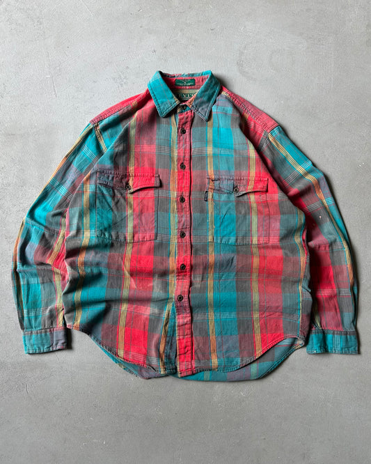 1990s - Distressed Levi's Plaid Flannel - M