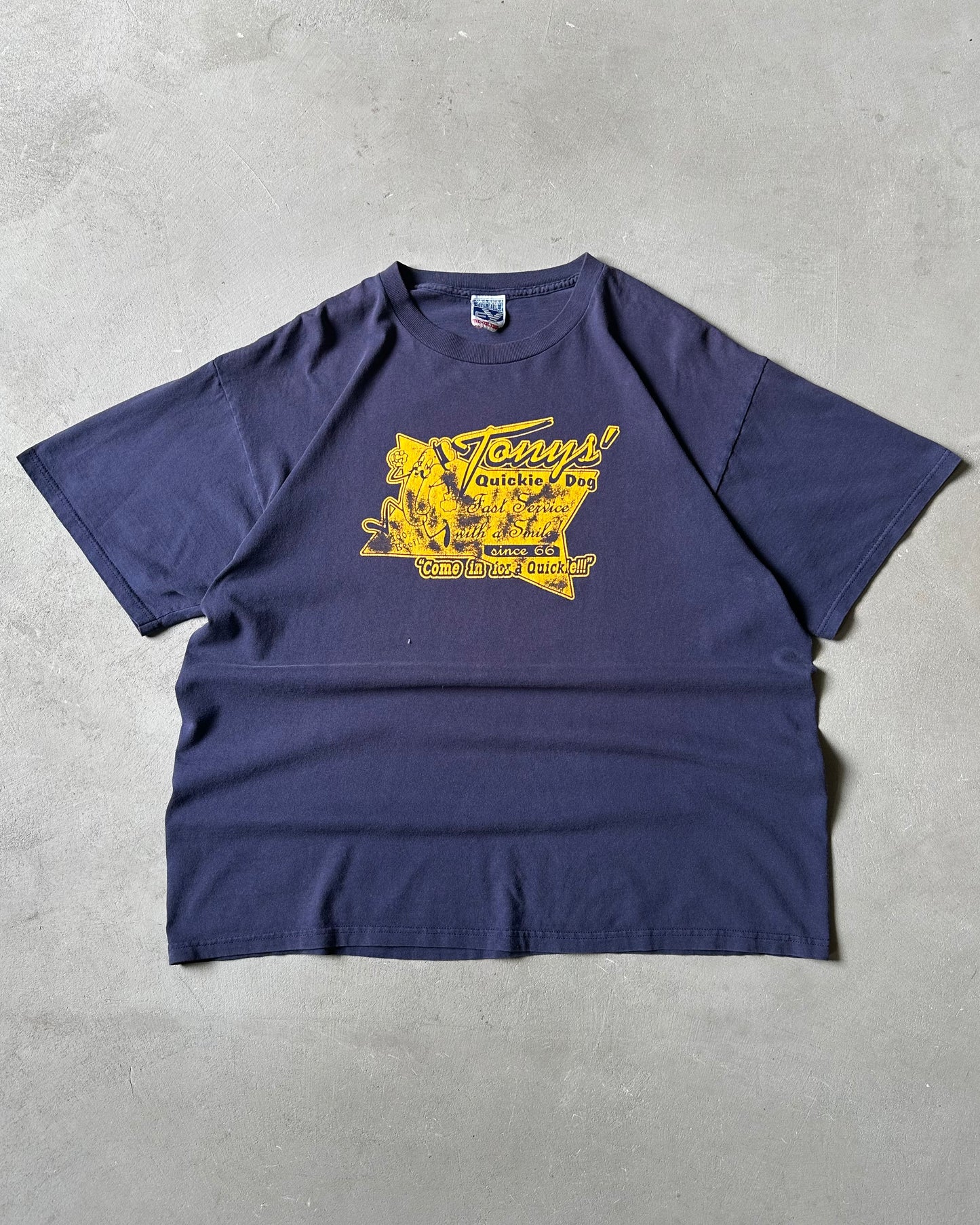 1990s - Navy Quickie Dog T-Shirt - XL
