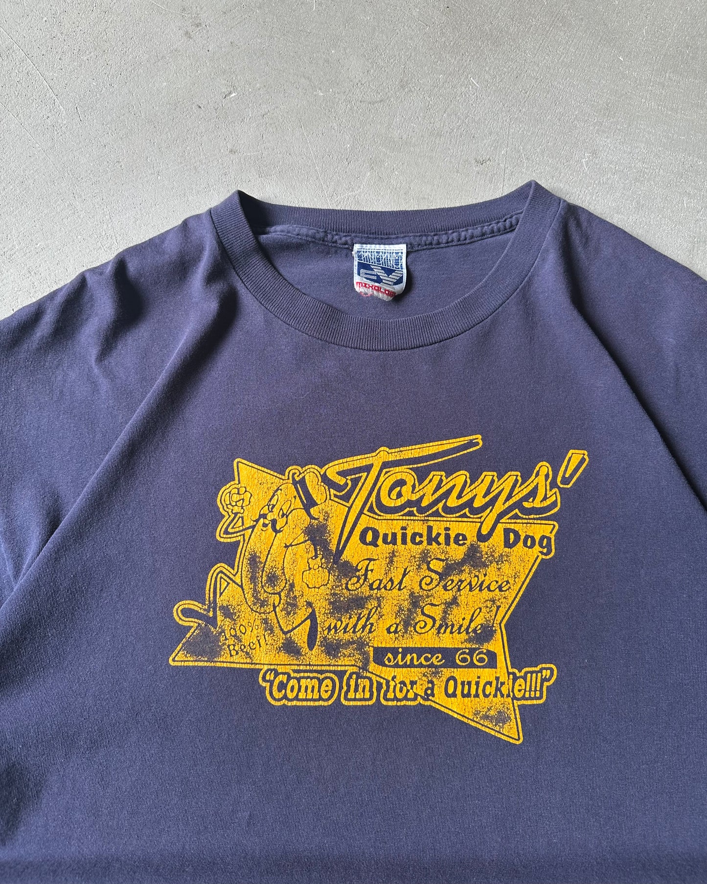 1990s - Navy Quickie Dog T-Shirt - XL
