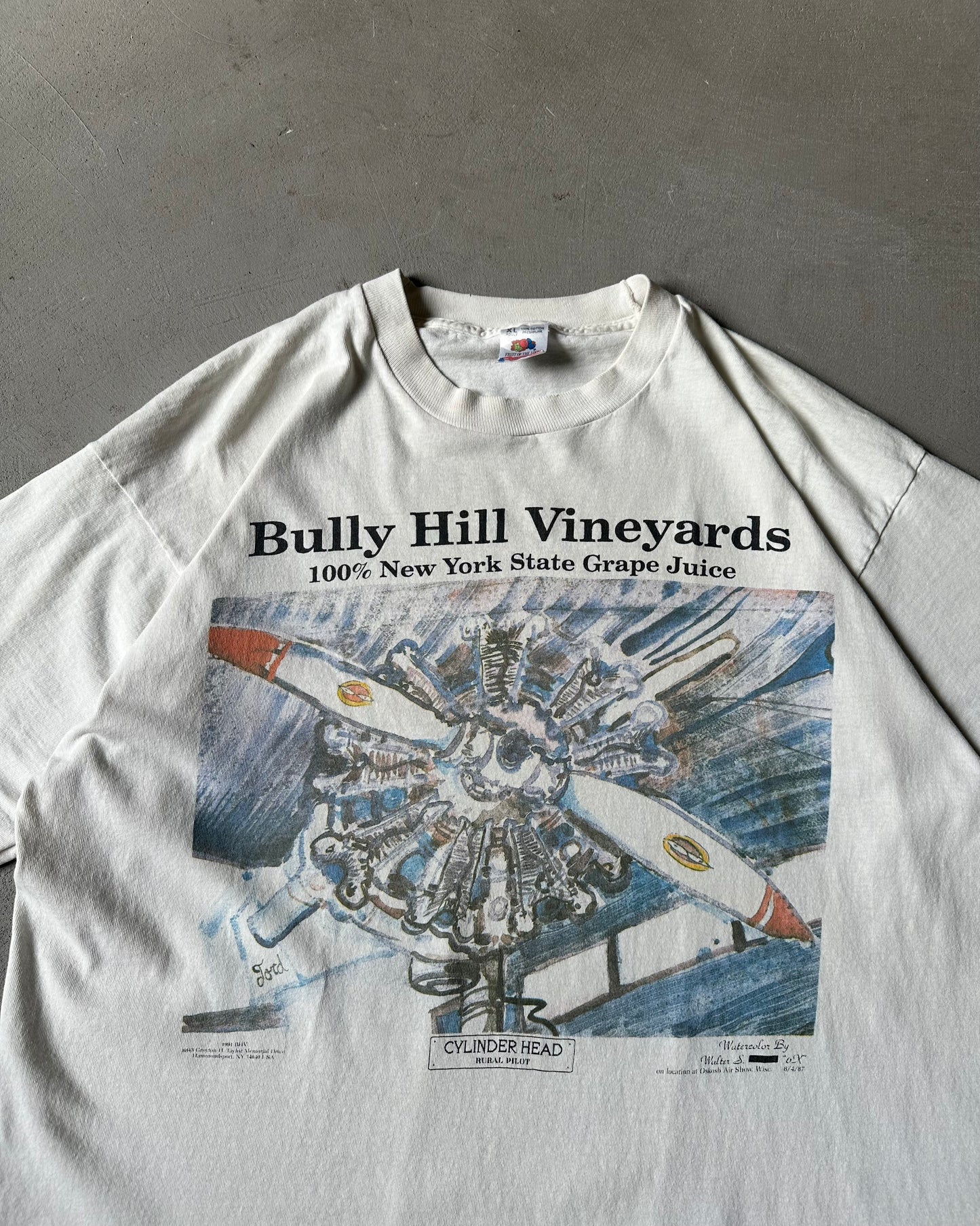 1980s - White Bully Hill Vineyards T-Shirt - XL