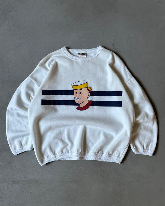 1980s - White "Sailor" Light Crewneck - S/M