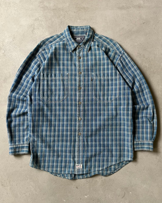 2000s - Blue/White Levi's Plaid Flannel - M