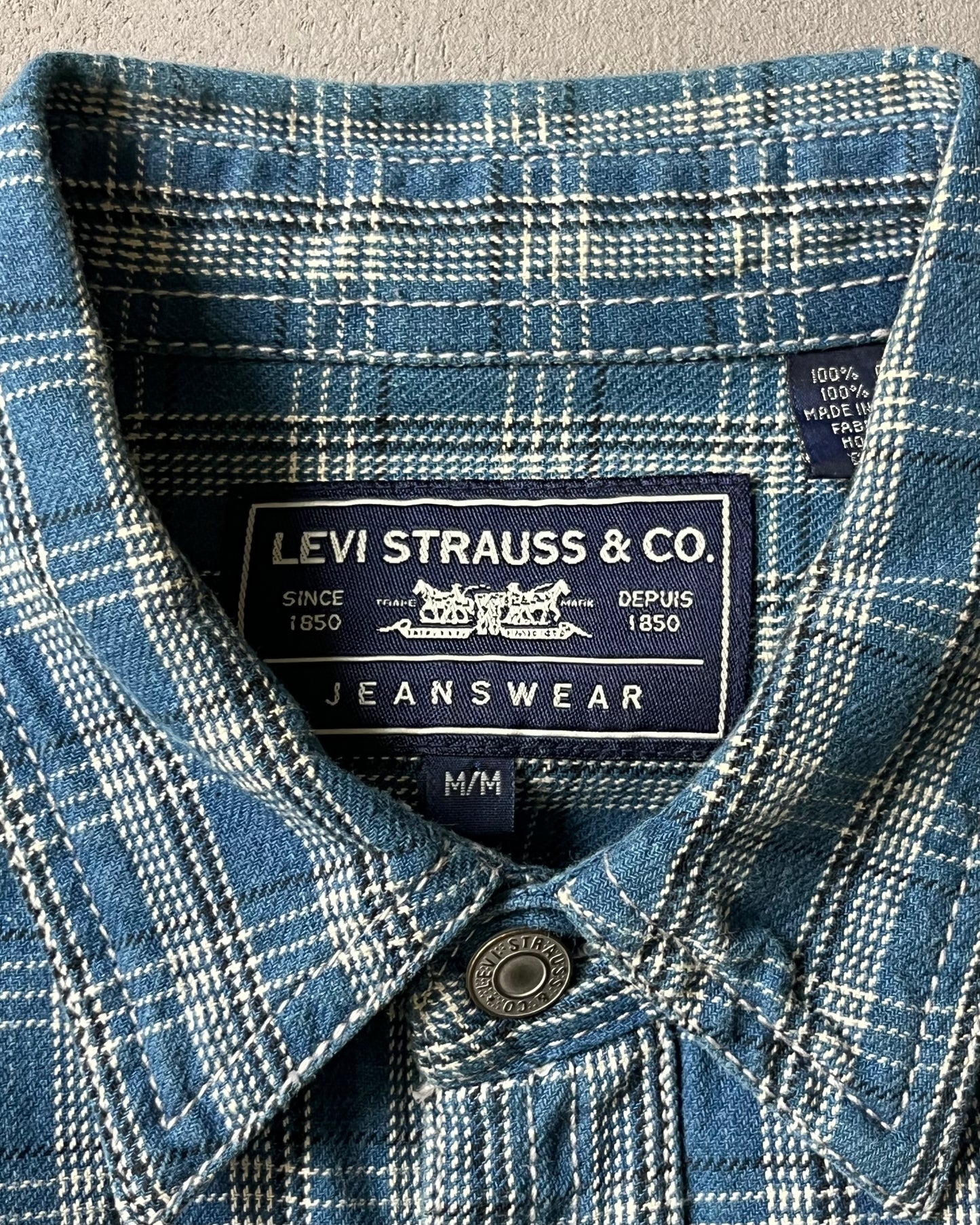 2000s - Blue/White Levi's Plaid Flannel - M