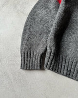 1990s - Charcoal/Cream Nordic Wool Sweater - S