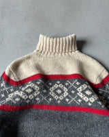1990s - Charcoal/Cream Nordic Wool Sweater - S