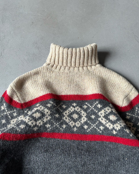 1990s - Charcoal/Cream Nordic Wool Sweater - S – The Thirteen Club