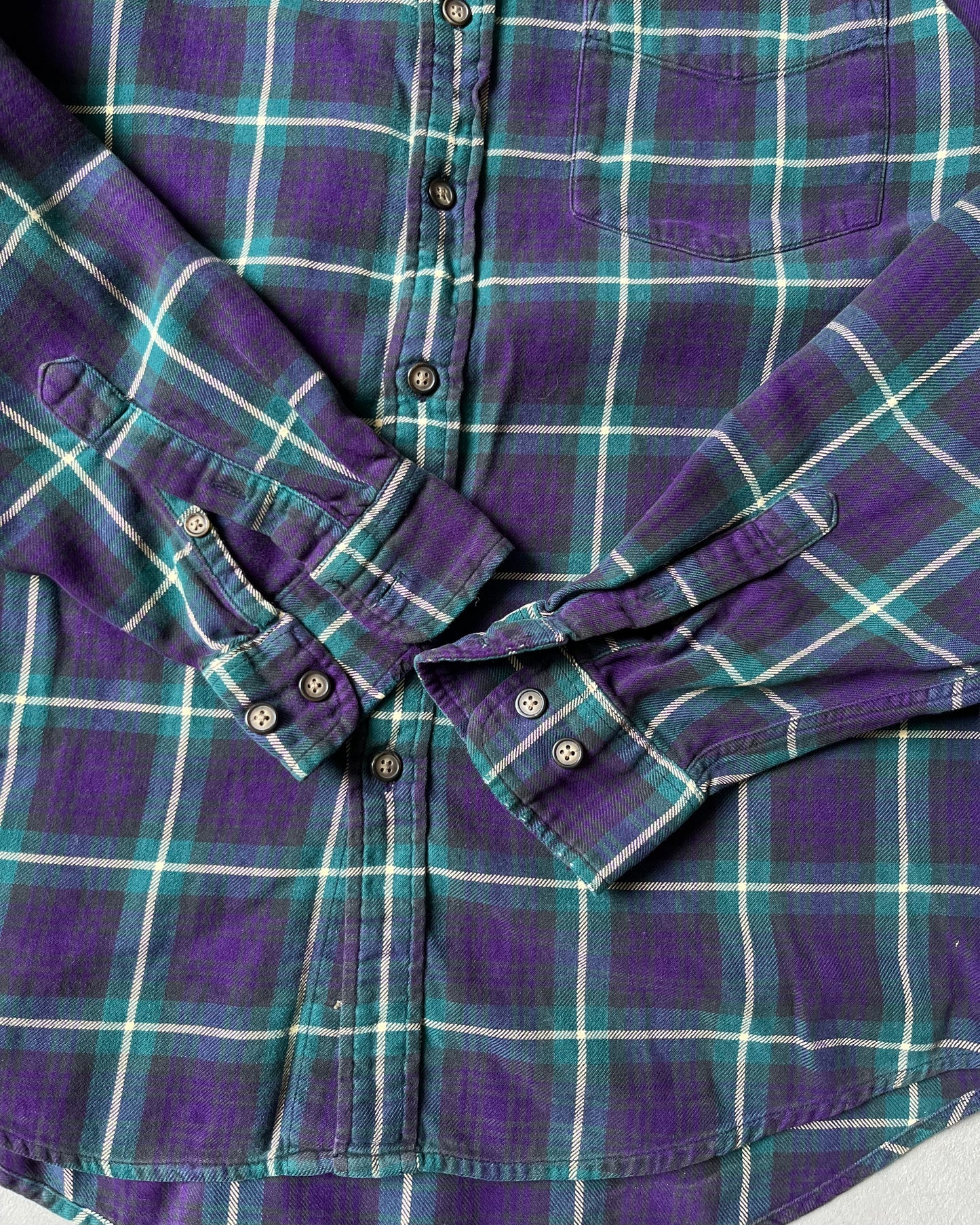 1990s - Plum/Green GAP Plaid Flannel - L