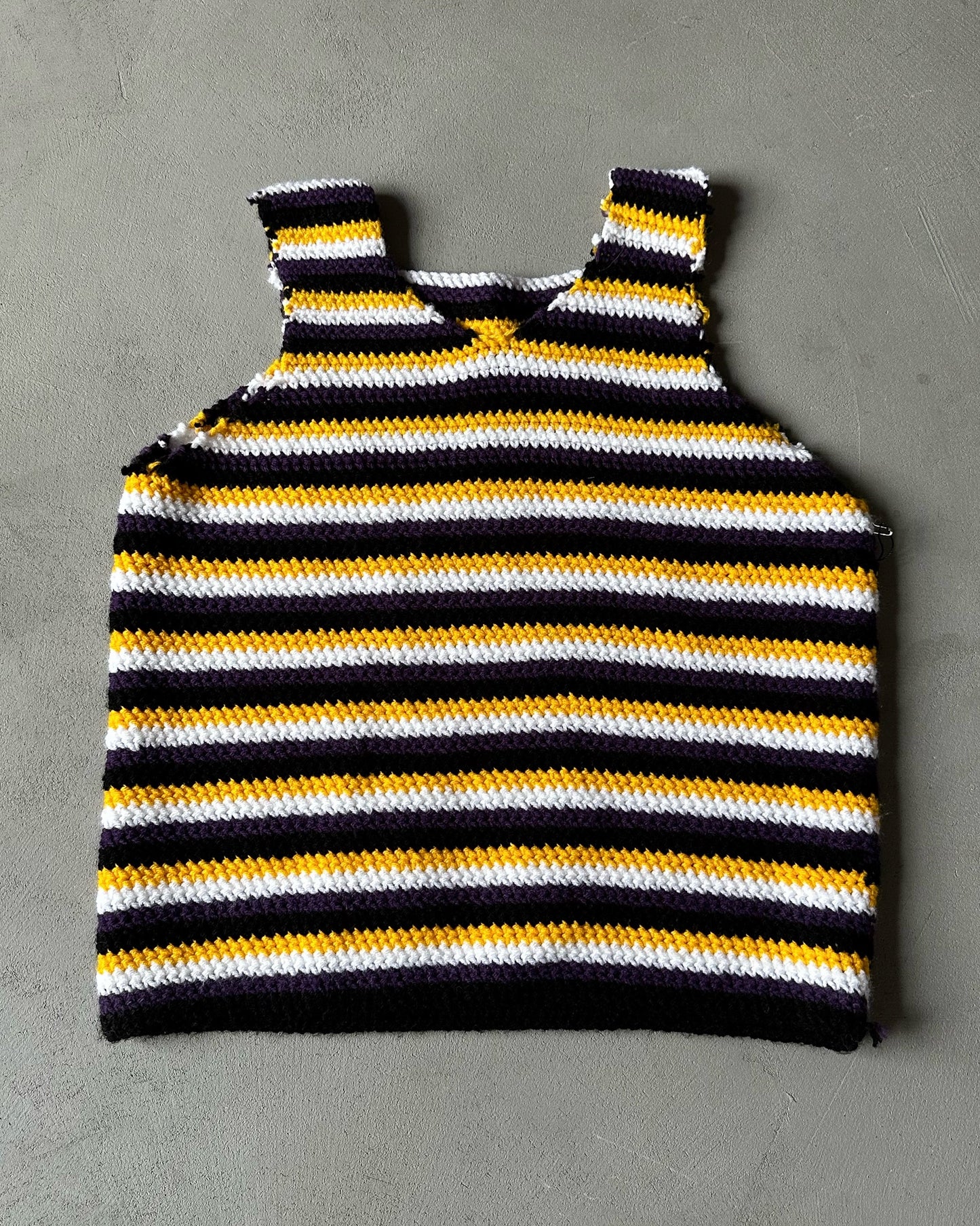 1980s - Purple/Yellow Crochet Sweater Vest - XS/S