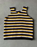 1980s - Purple/Yellow Crochet Sweater Vest - XS/S