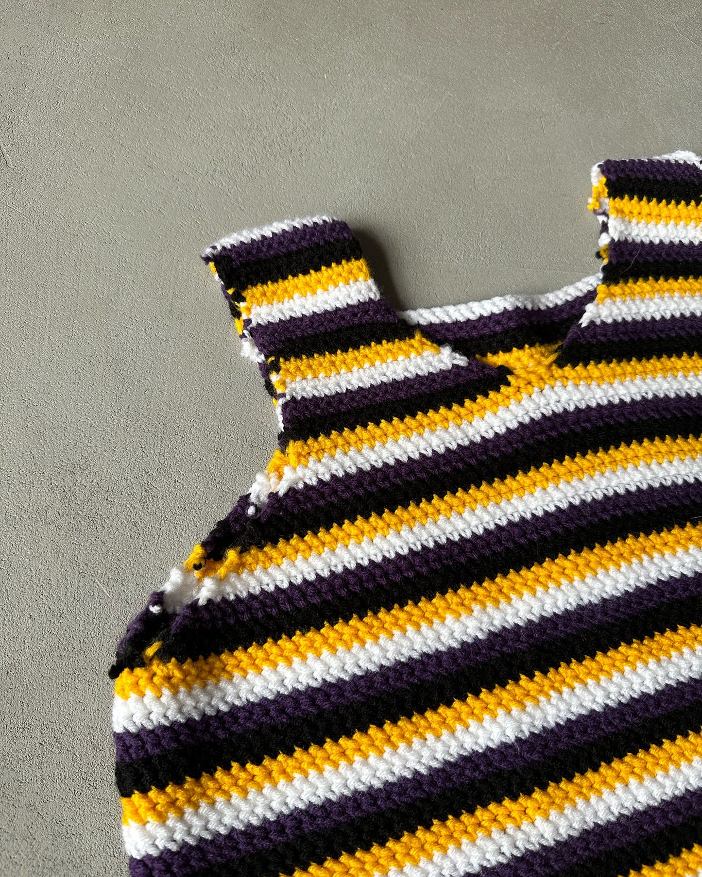 1980s - Purple/Yellow Crochet Sweater Vest - XS/S