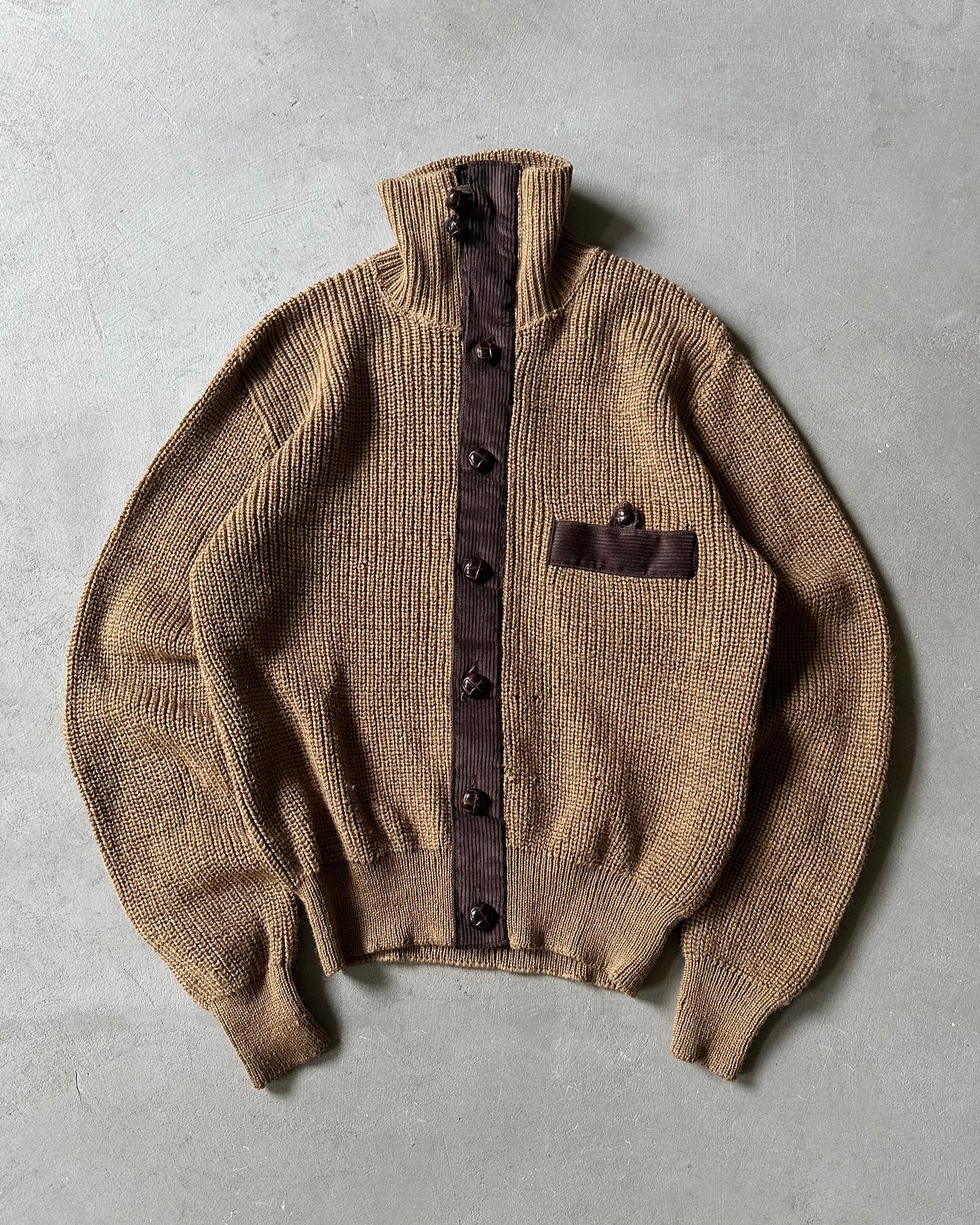 1970s - Distressed Brown LOBO Pendleton Sweater - M/L