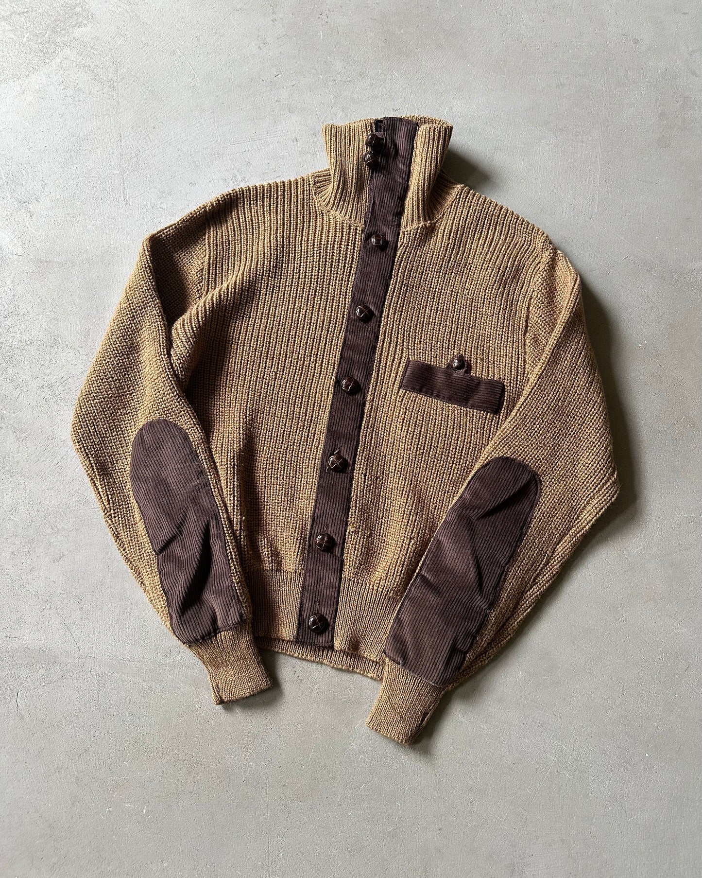 1970s - Distressed Brown LOBO Pendleton Sweater - M/L