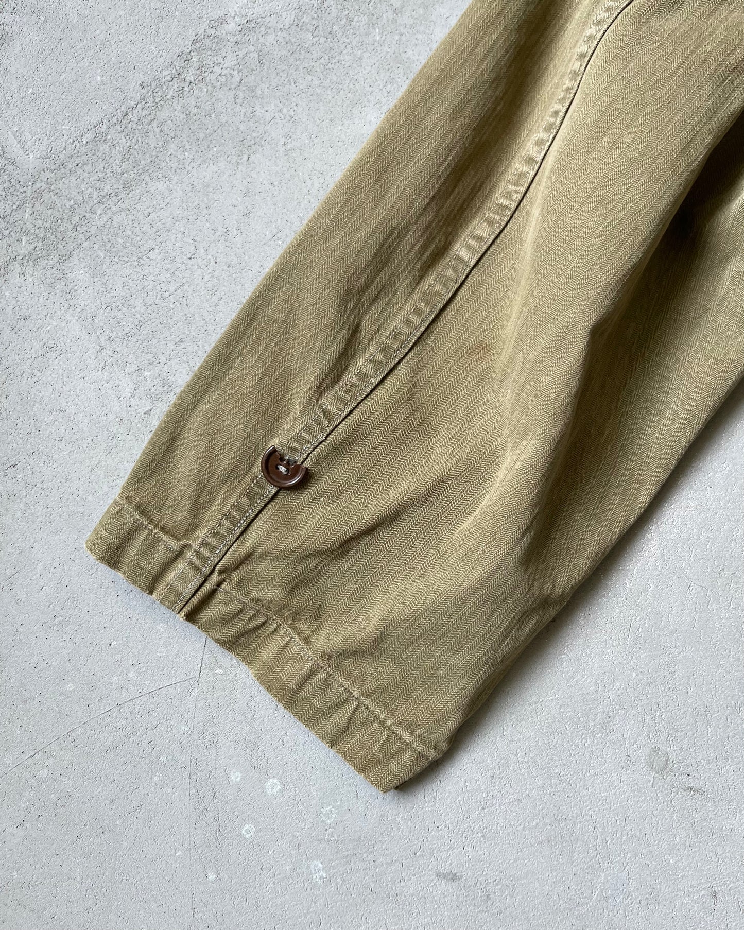 1960s - Green HBT Military Overshirt - L