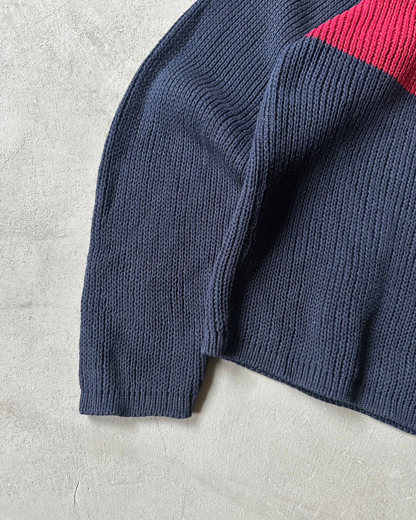 1990s - Navy/Red GAP Ribbed Sweater - L