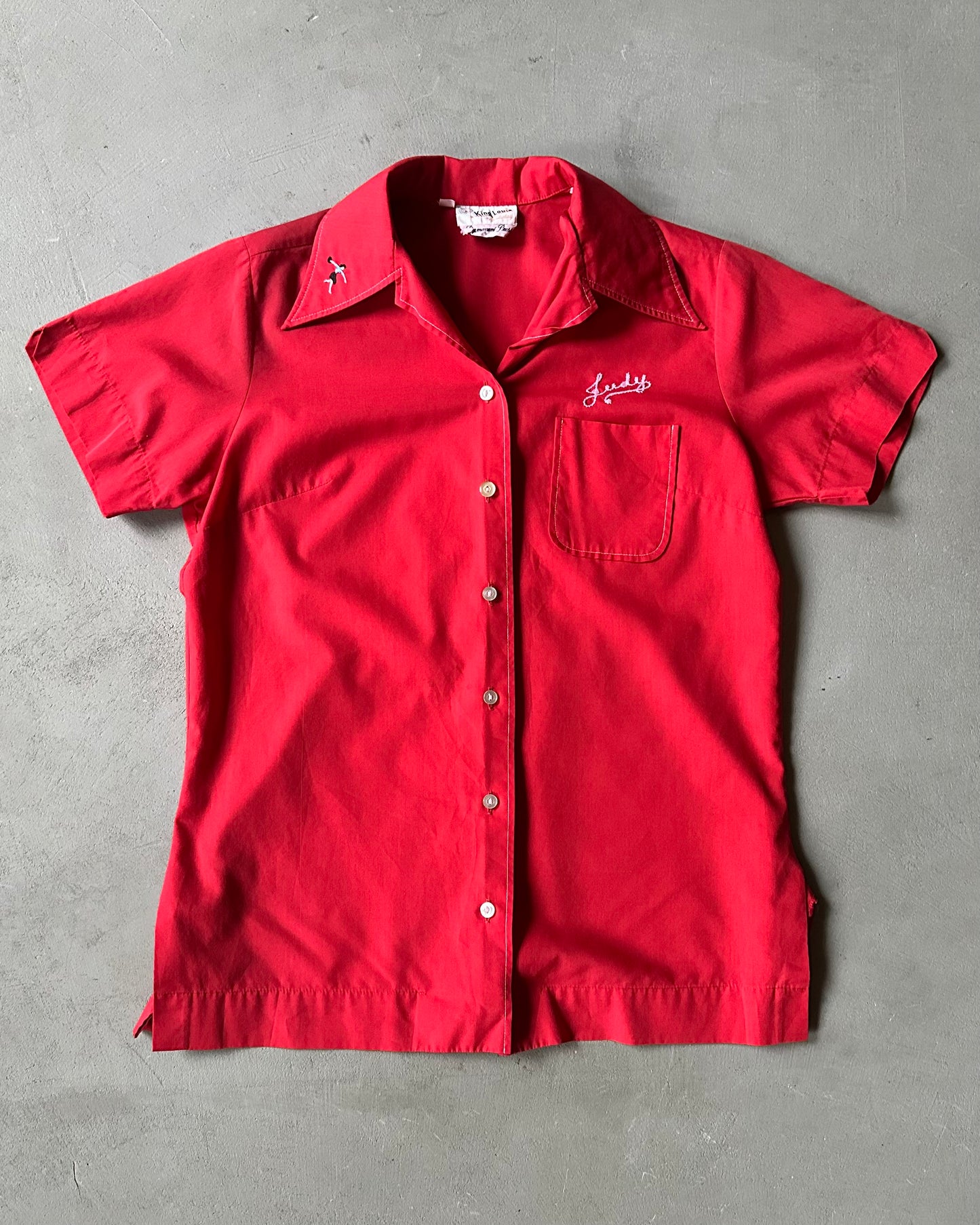 1970s - Red OMAHA Women's Bowling Shirt - (W)M