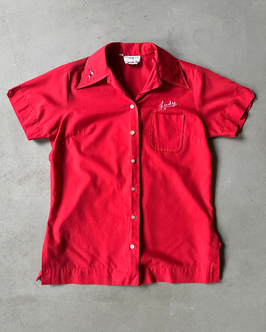 1970s - Red OMAHA Women's Bowling Shirt - (W)M