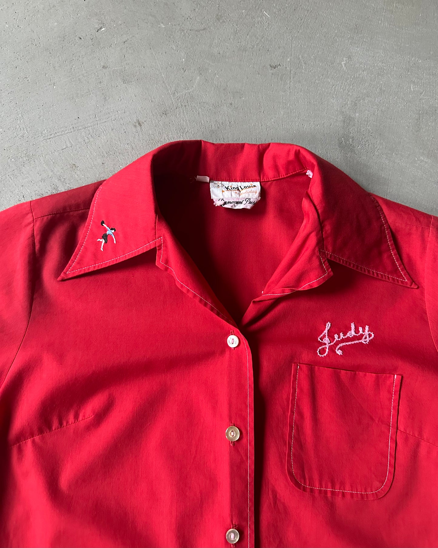 1970s - Red OMAHA Women's Bowling Shirt - (W)M