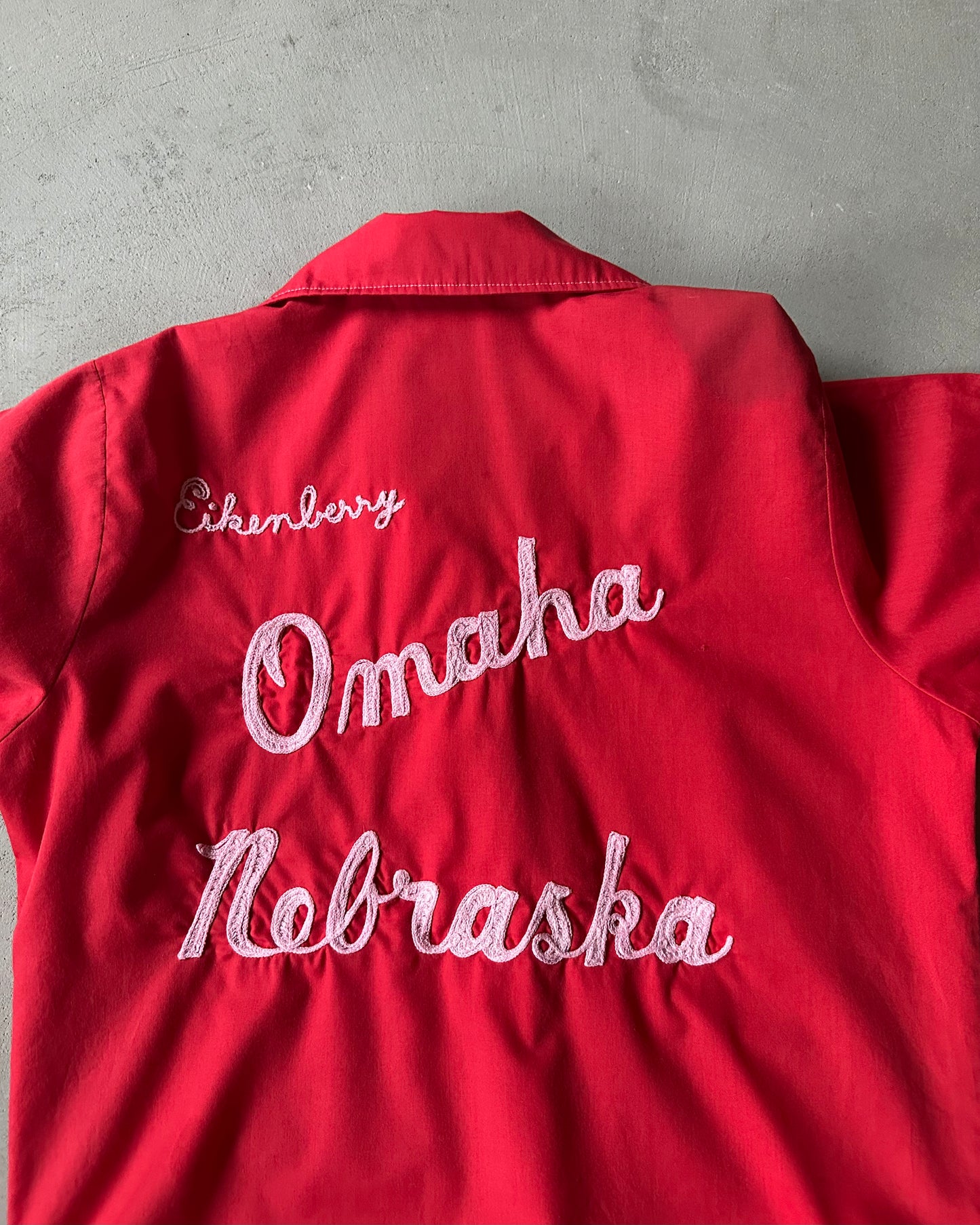 1970s - Red OMAHA Women's Bowling Shirt - (W)M