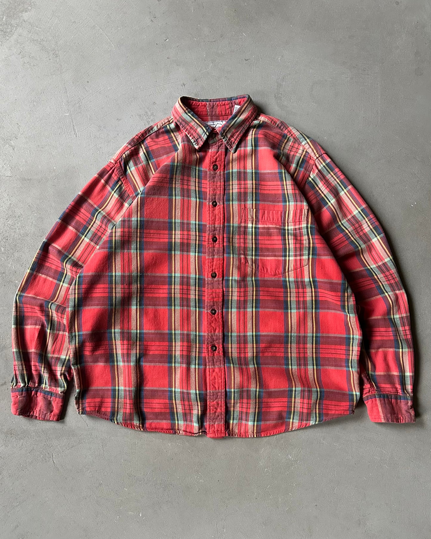 1990s - Red American Eagle Plaid Flannel - M/L