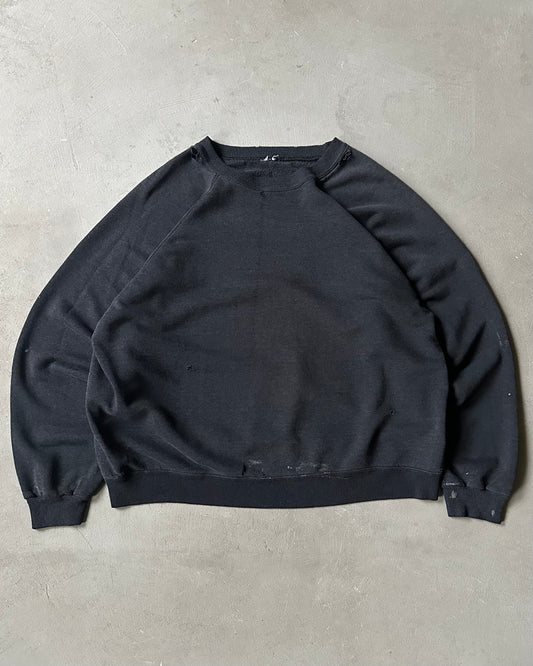 1980s - Distressed Black Crewneck - L