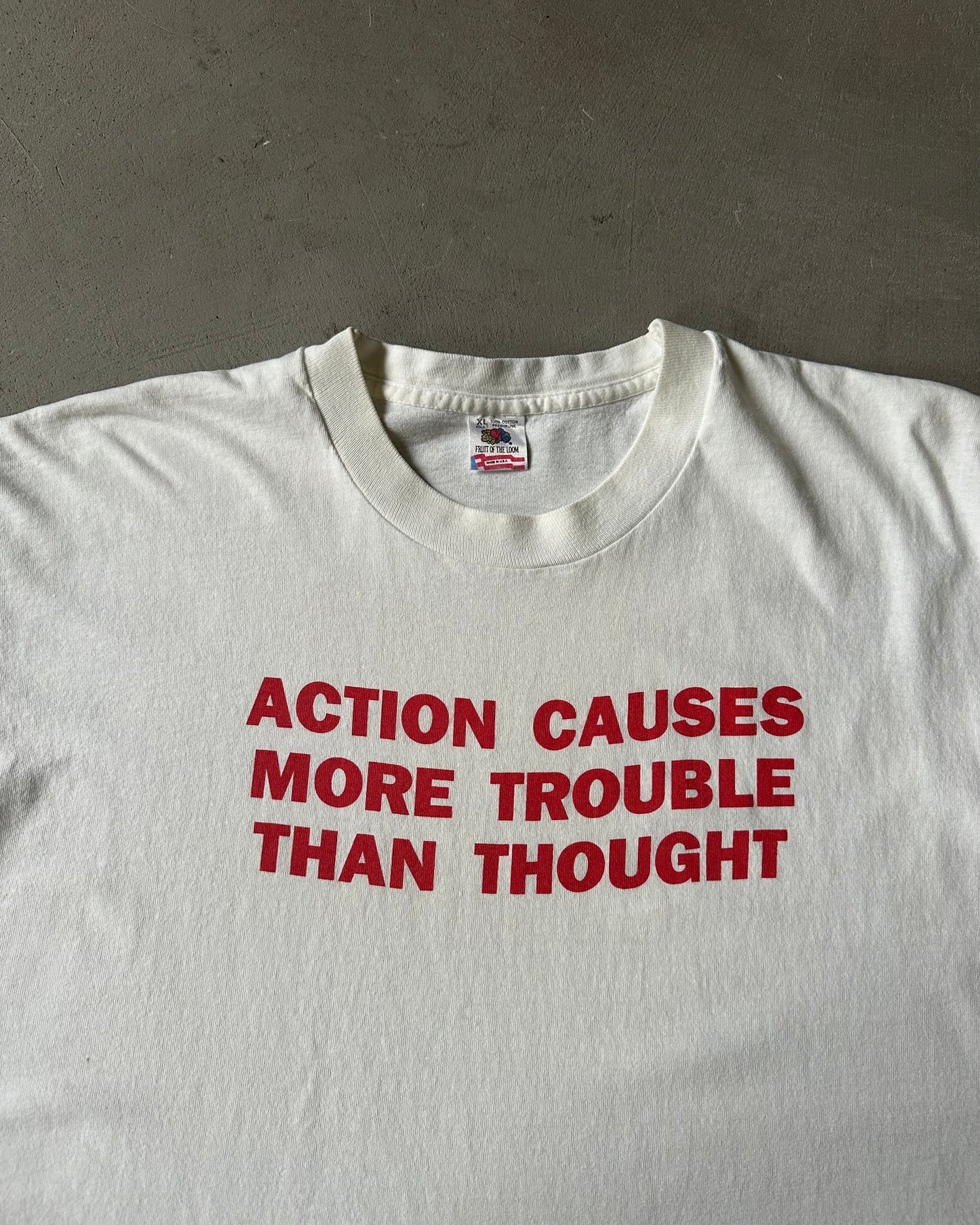 1990s - White Jenny Holzer "Action" T-Shirt - XL