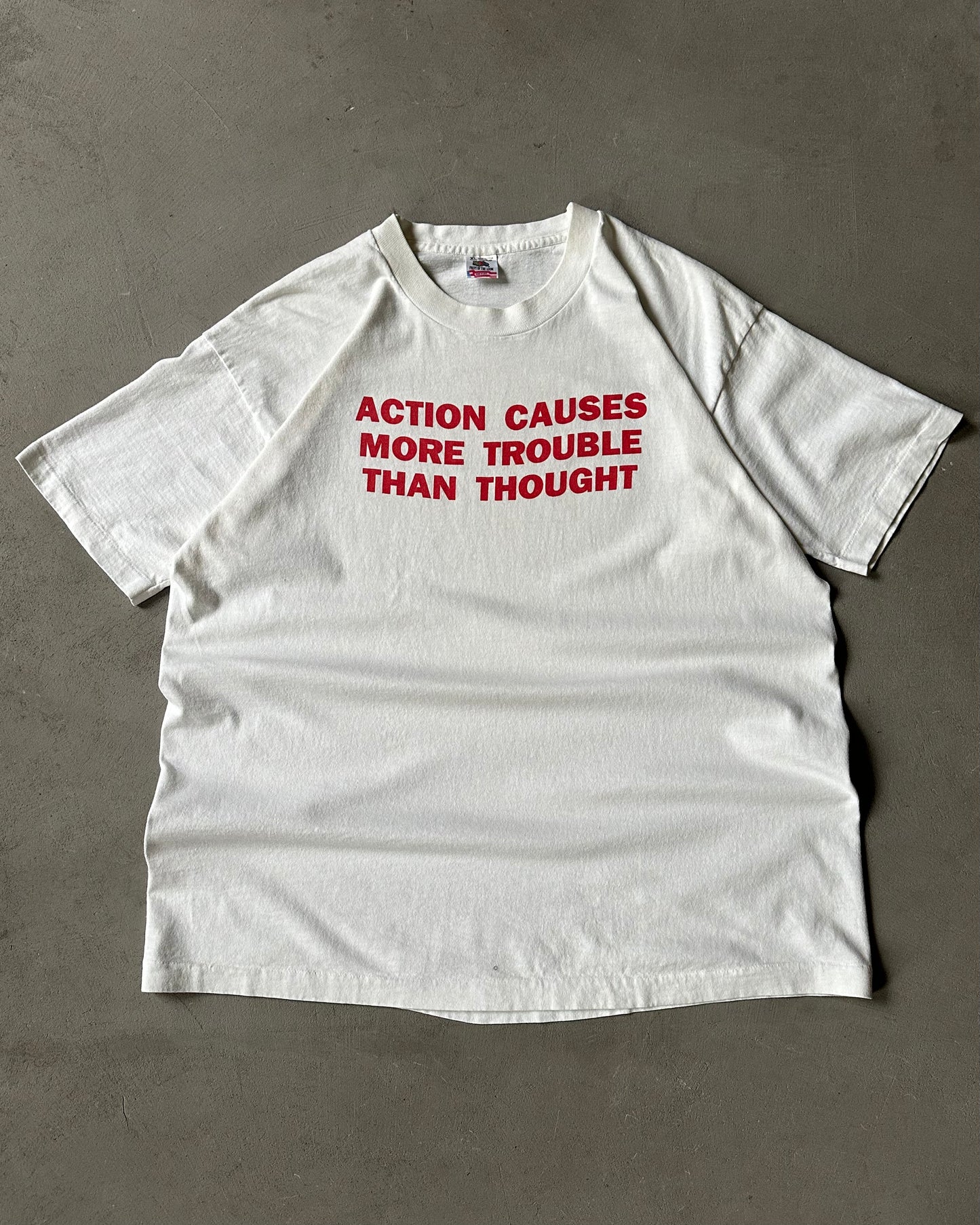 1990s - White Jenny Holzer "Action" T-Shirt - XL