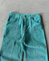 1970s - Bright Aqua Corduroy Pants - 28x34
