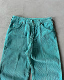 1970s - Bright Aqua Corduroy Pants - 28x34