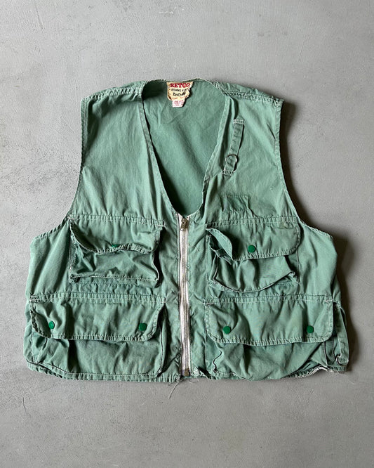 1960s - Sage Green Fishing Vest - M
