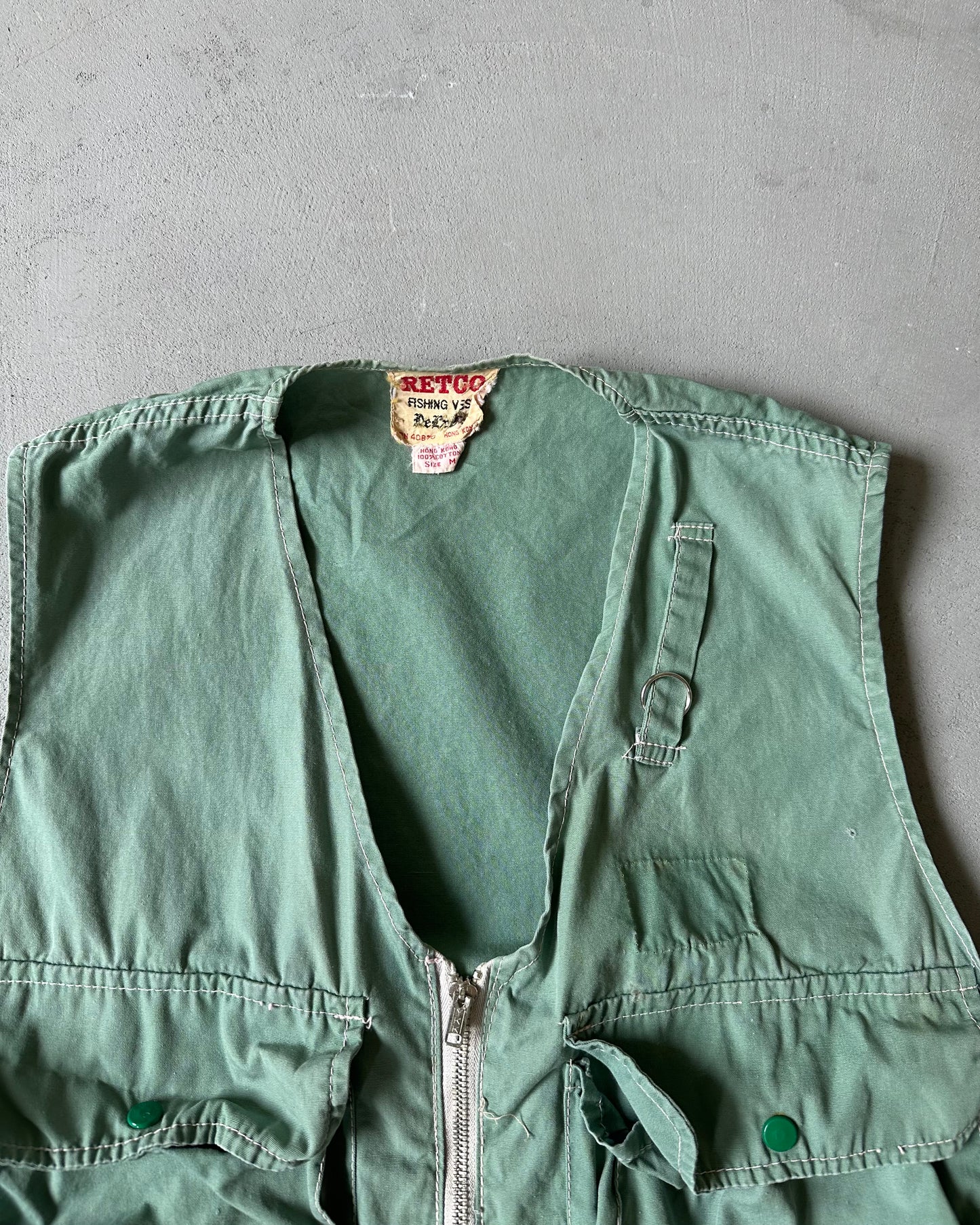 1960s - Sage Green Fishing Vest - M