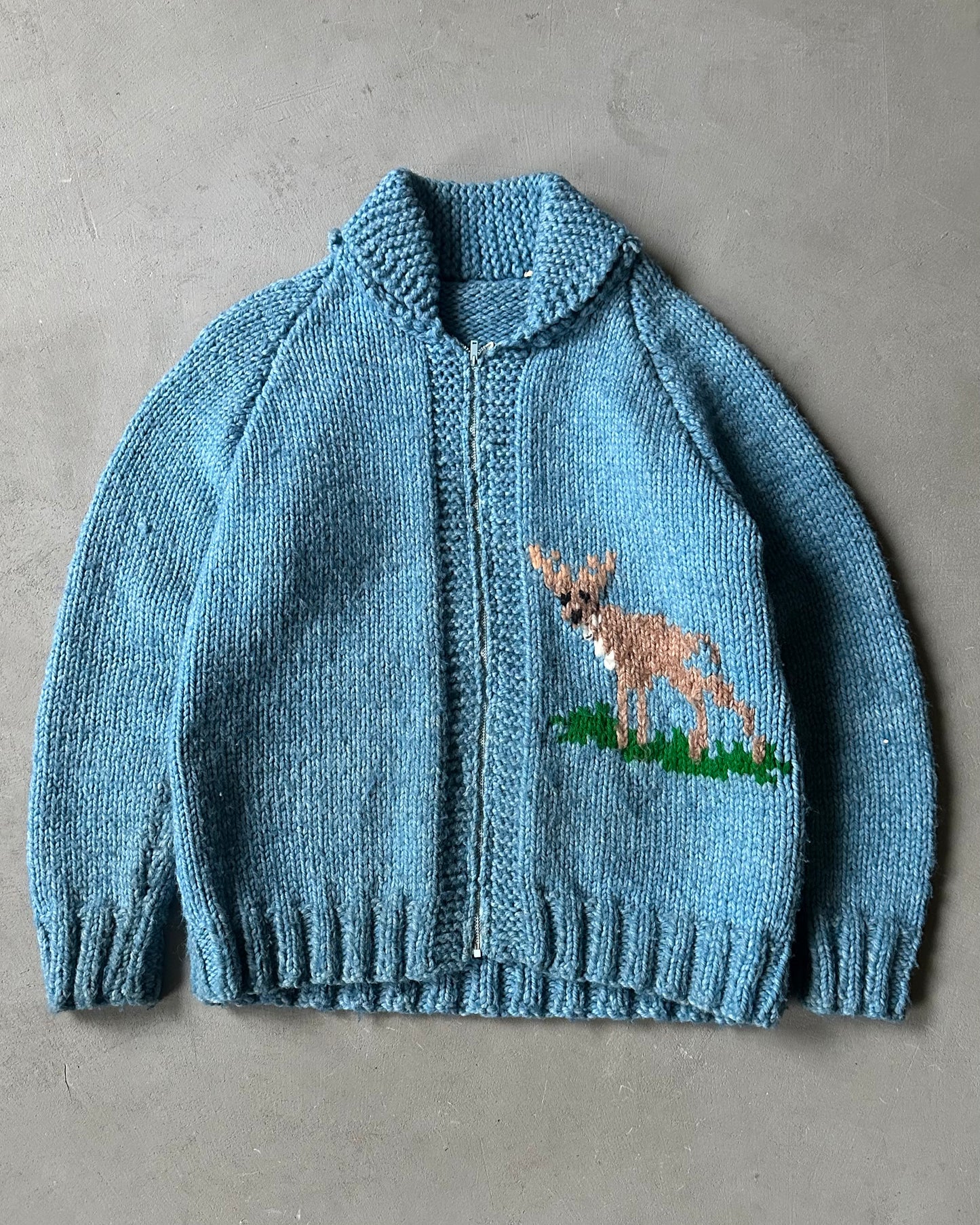 1970s - Blue Deer Mary Maxim Sweater - XS/S