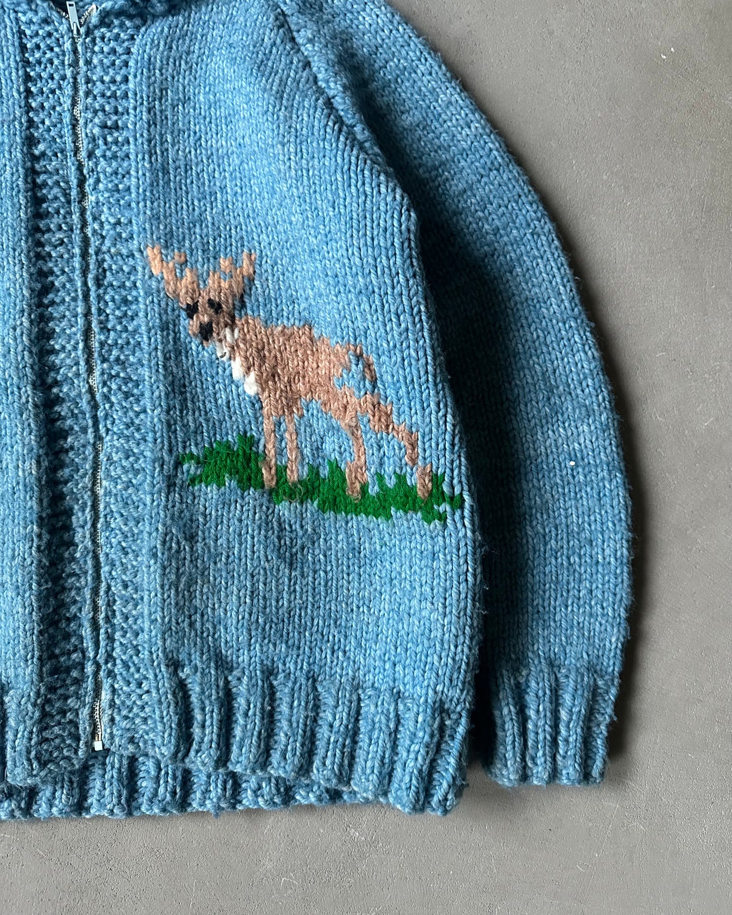 1970s - Blue Deer Mary Maxim Sweater - XS/S
