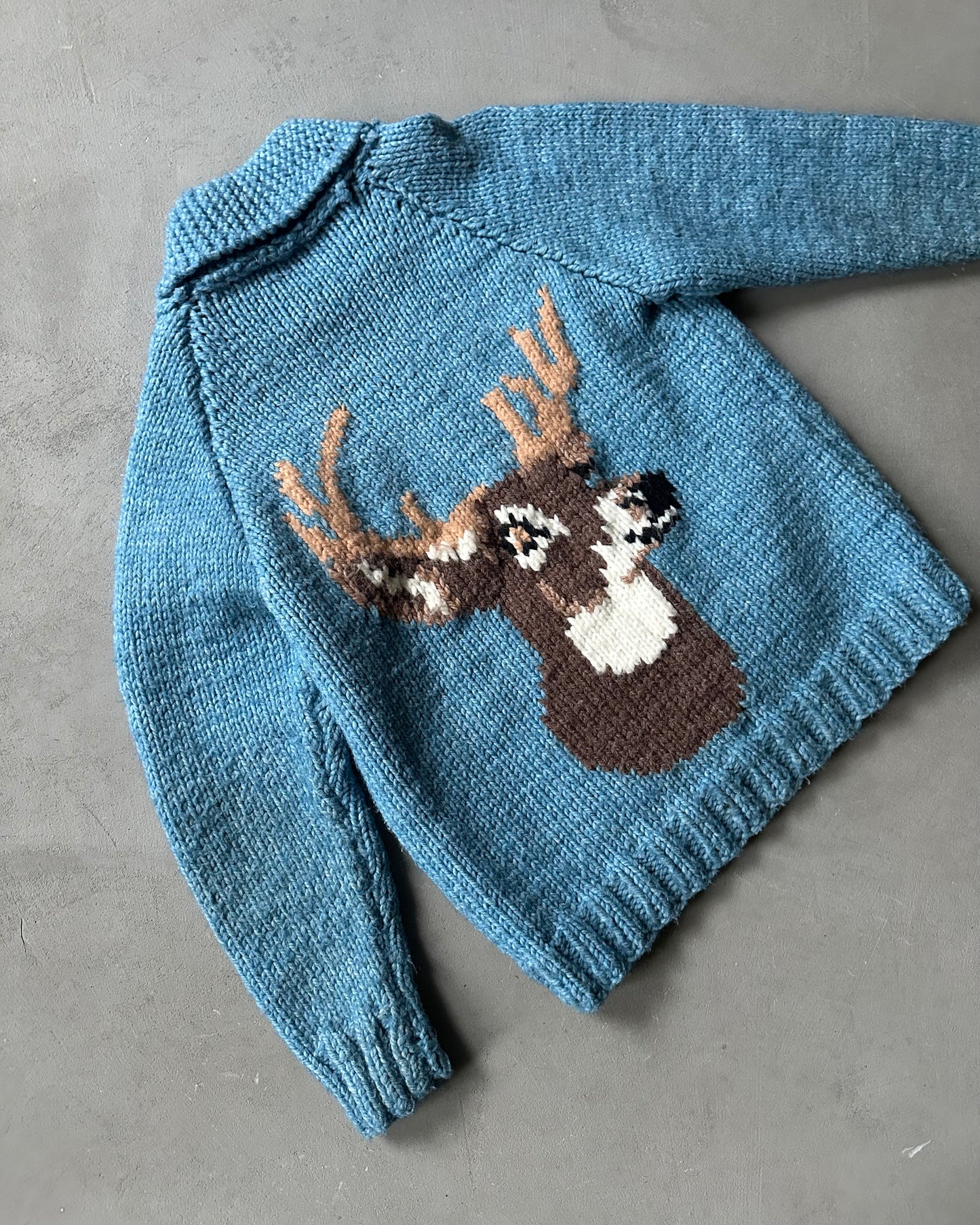 1970s - Blue Deer Mary Maxim Sweater - XS/S