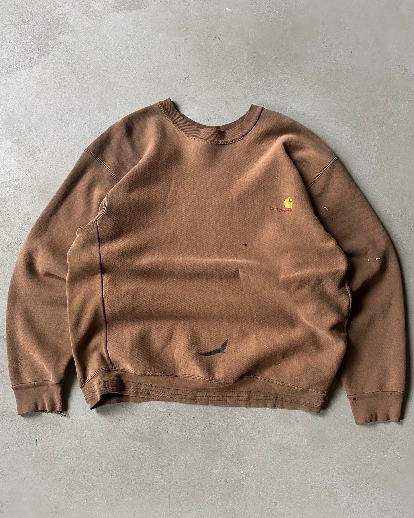 1990s - Distressed Brown Carhartt Crewneck - XXL