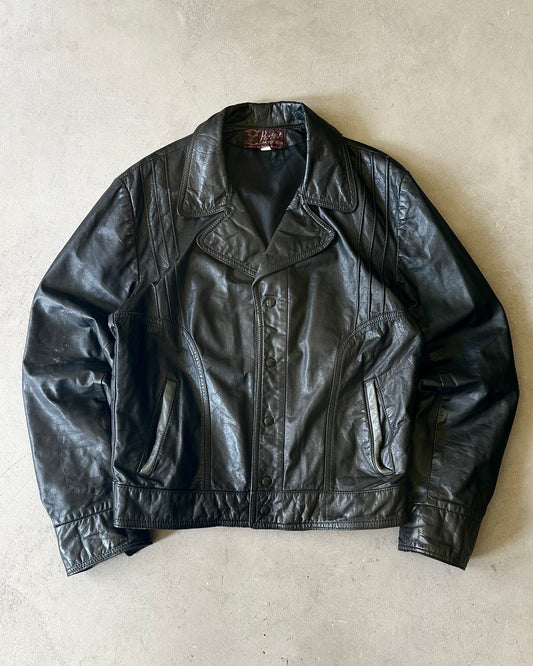 1960s - Black Perfect Leather Goods Jacket - L