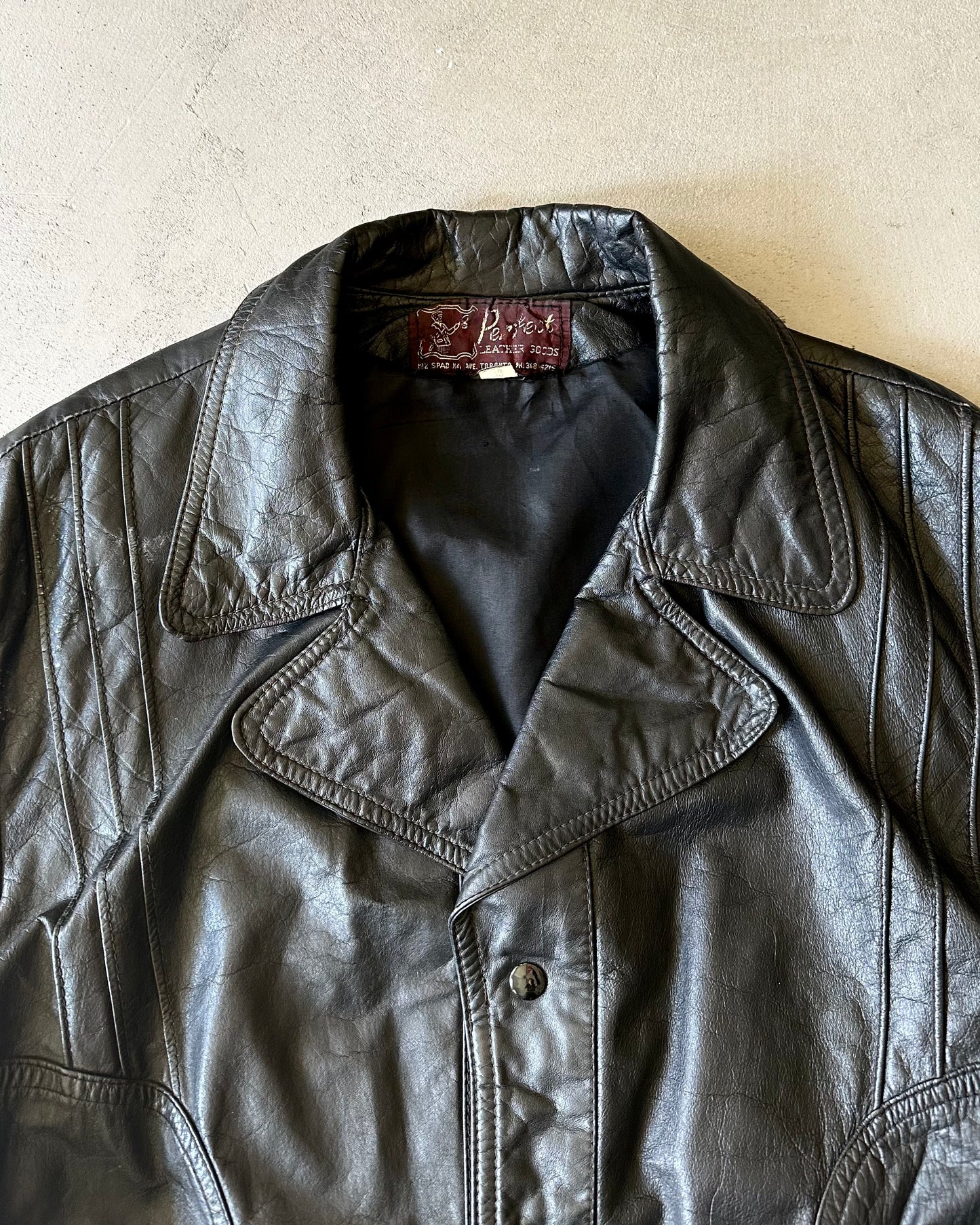 1960s - Black Perfect Leather Goods Jacket - L