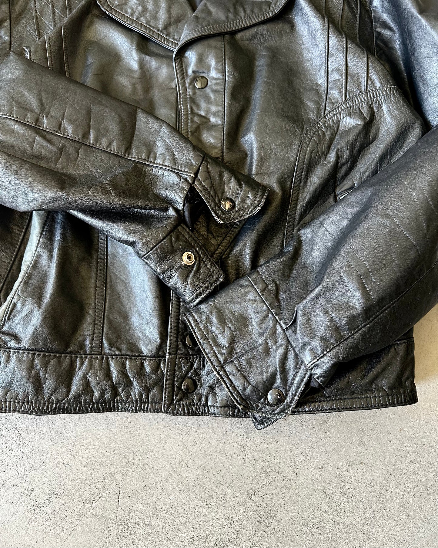 1960s - Black Perfect Leather Goods Jacket - L