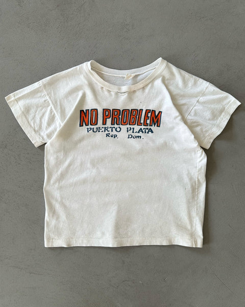 1980s - Distressed White "No Problem" Baby T-Shirt - XXS