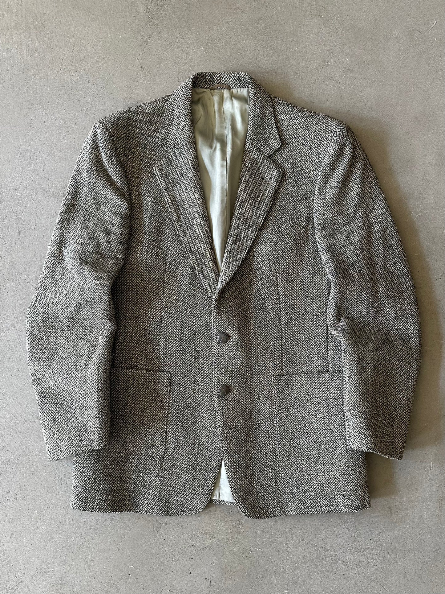 1980s - Grey/Multi Harris Tweed Wool Blazer - 40